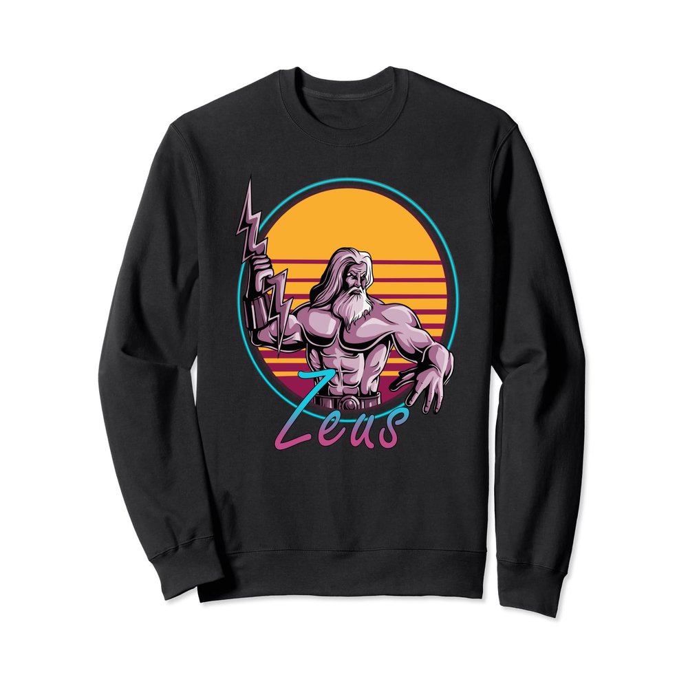 Retro 80s Zeus Sweatshirt - Synthwave Greek Mythology