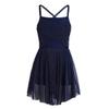 Alvivi Girls' Empire Waist Camisole Gymnastics Leotard with Chiffon Skirt Ballet Dance Dress Costumes (8-10, Glittery Mesh Navy Blue) view 1