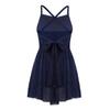 Alvivi Girls' Empire Waist Camisole Gymnastics Leotard with Chiffon Skirt Ballet Dance Dress Costumes (8-10, Glittery Mesh Navy Blue) view 2