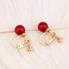 Bridal Wedding Clip Earrings No Pierced Gold Plated Charm Jewelry Pearl earrings (8mm screw gold red) view 3
