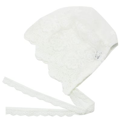 Infant Girl White Lace Bonnet Newborn Hat Baby Girl nb Cap(A-White Lace Bonnet with Imitation Pearls, 0-3 Months)