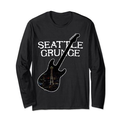 Seattle Grunge Guitar Space Needle Long Sleeve T-Shirt