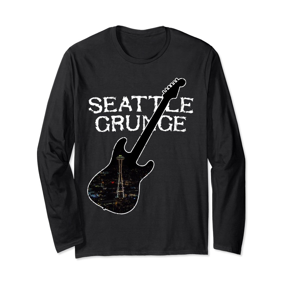 Seattle Grunge Guitar Space Needle Long Sleeve T-Shirt
