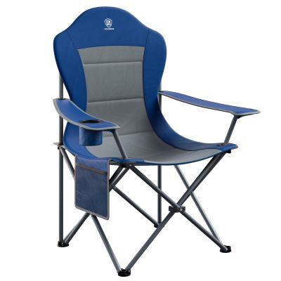 EVER ADVANCED Folding Camping Chair with High Back Padded 2 Pack Oversized Portable Lawn Chairs Lightweight Sturdy Steel Foldable Outdoor Camp Chair for Adults,Grey