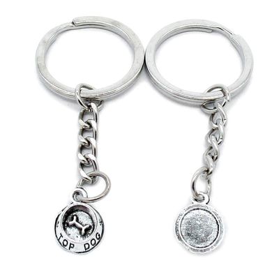 100 Items Metal Keychain Keyring Key Tags Chains Rings Jewelry Bag Charms T6BW3 Dog Food Dish