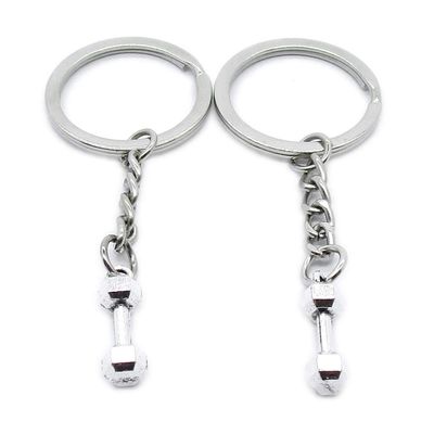 1 Item Metal Keychain Keyring Key Tags Chains Rings Jewelry Bag Charms YF7X6 Dumbbell