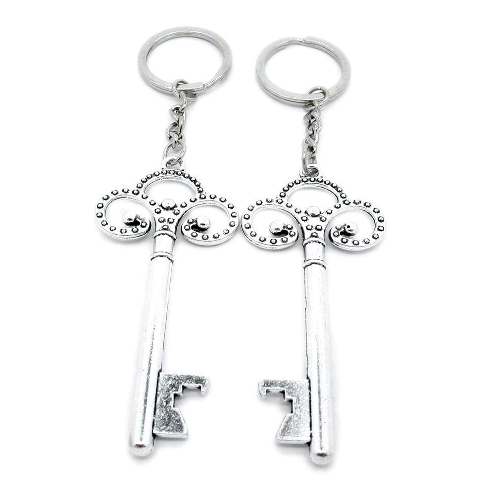 20 Items Metal Keychain Keyring Key Tags Chains Rings Jewelry Bag Charms J7XO3 Fake Skeleton Key