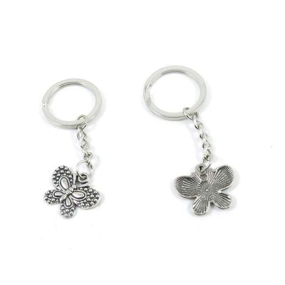 5 PCS Antique Silver Keyrings Keychains Key Ring Chains Tags Clasps L4ZZ7 Butterfly