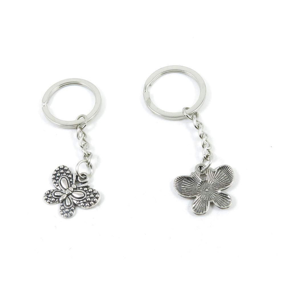 5 PCS Antique Silver Keyrings Keychains Key Ring Chains Tags Clasps L4ZZ7 Butterfly