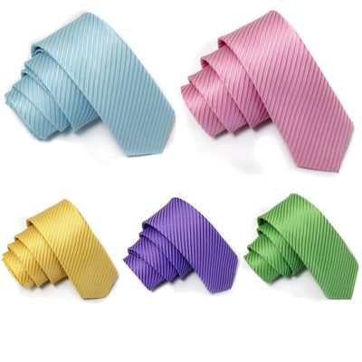 5 Packs Man Tie Fine Stylish Striped Neck Ties Microfiber Solid Colors (C1)