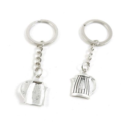 20 Items Metal Keychain Keyring Key Tags Chains Rings Jewelry Bag Charms Q1GP7 Teapot Water Kettle
