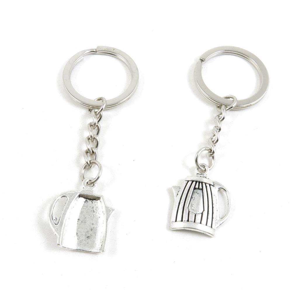 20 Items Metal Keychain Keyring Key Tags Chains Rings Jewelry Bag Charms Q1GP7 Teapot Water Kettle