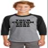 Custom Your Text Here Baseball T-Shirt | Youth Sizes | Add Your Team, Name, Number | Raglan 3/4 Sleeve, Unisex, 100% Cotton Heather Grey/Black view 2