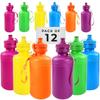 12 Kids Water Bottles Bulk Pack, Summer Beach Accessory | Holds 18 Ounces, 6 Different Neon Colors With Wrist Strap (12 Pack) view 1