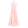 Agoky Girl's Chiffon Pleated Pageant Birthday Party Wedding Flower Girl Dress Junior Bridesmaid Long Gowns Pearl Pink 14 view 3