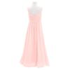Agoky Girl's Chiffon Pleated Pageant Birthday Party Wedding Flower Girl Dress Junior Bridesmaid Long Gowns Pearl Pink 14 view 4