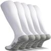CWVLC Boy's Soccer Socks Youth 5 Pairs Rugby Sport Team Athletic Knee High Long Tube Cotton Compression Socks White Small (3Y-5Y Youth/ 4-6 Women) view 1