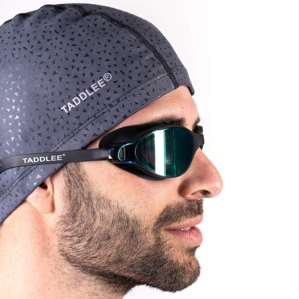 Taddlee Men Swim Cap PU Fabric Silicone Swimming Hat Pool Waterproof Sports Adult Swim Wear Accessories Large Size Outdoor(Gray)
