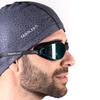 Taddlee Men Swim Cap PU Fabric Silicone Swimming Hat Pool Waterproof Sports Adult Swim Wear Accessories Large Size Outdoor(Gray) view 1