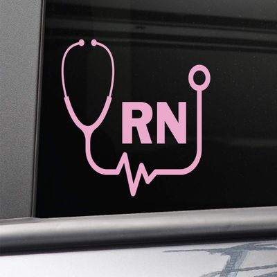 Nashville Decals RN Registered Nurse Stethoscope Vinyl Decal Laptop Car Truck Bumper Window Sticker - Pink