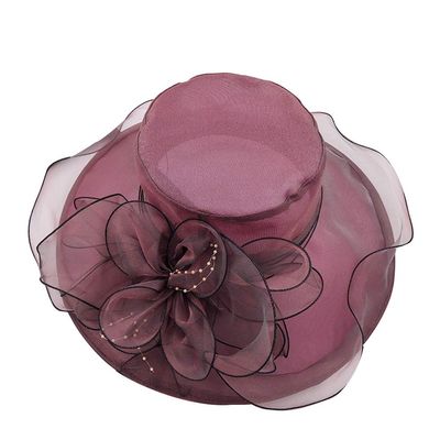 AMOYER Women's Foldable Organza Church Hat Fascinator Bridal Tea Party Wedding Hat Rose