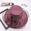 AMOYER Women's Foldable Organza Church Hat Fascinator Bridal Tea Party Wedding Hat Rose view 2