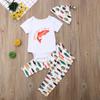 3Pcs Baby Boys Clothing Set, Daddy's Fishing Buddy Rompers Jumpsuit Top Fish Printed Pants Hat Outfits (White#, 0-3M) view 2