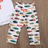 3Pcs Baby Boys Clothing Set, Daddy's Fishing Buddy Rompers Jumpsuit Top Fish Printed Pants Hat Outfits (White#, 0-3M) view 3