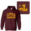 AH46 - Loyola University Chicago Ramblers Front And Back Print HOODIE - X-Large - Maroon view 1