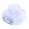 AMOYER Women's Foldable Organza Church Cap Fascinator Bridal Tea Party Wedding Hat White view 1