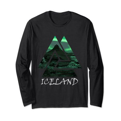 Iceland Northern Lights Triangle Nature Long Sleeve T-Shirt