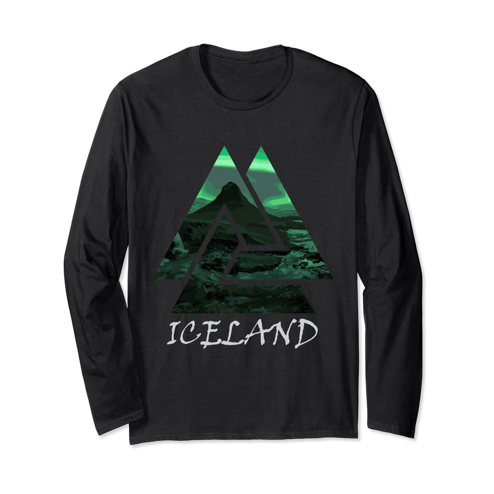 Iceland Northern Lights Triangle Nature Long Sleeve T-Shirt