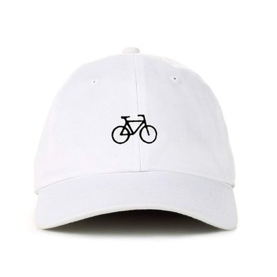 Bicycle Bike Baseball Cap Embroidered Cotton Adjustable Dad Hat White