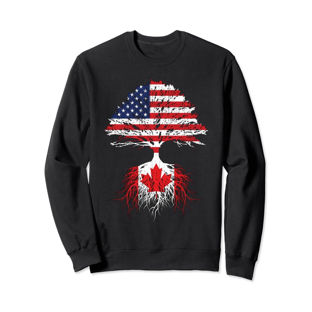 Canadian Roots American Grown Canada Flag Sweatshirt Gift
