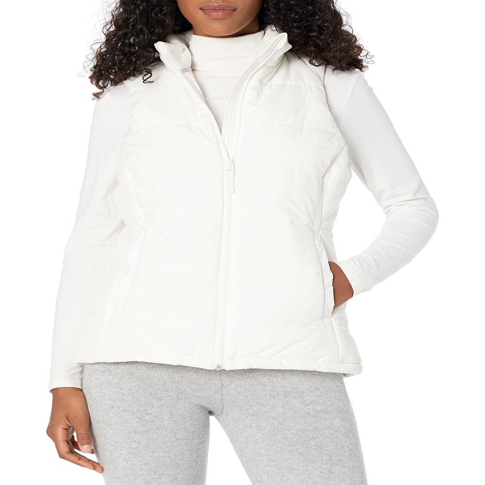Amazon Essentials Women's Mid-Weight Puffer Vest, Ivory, X-Small