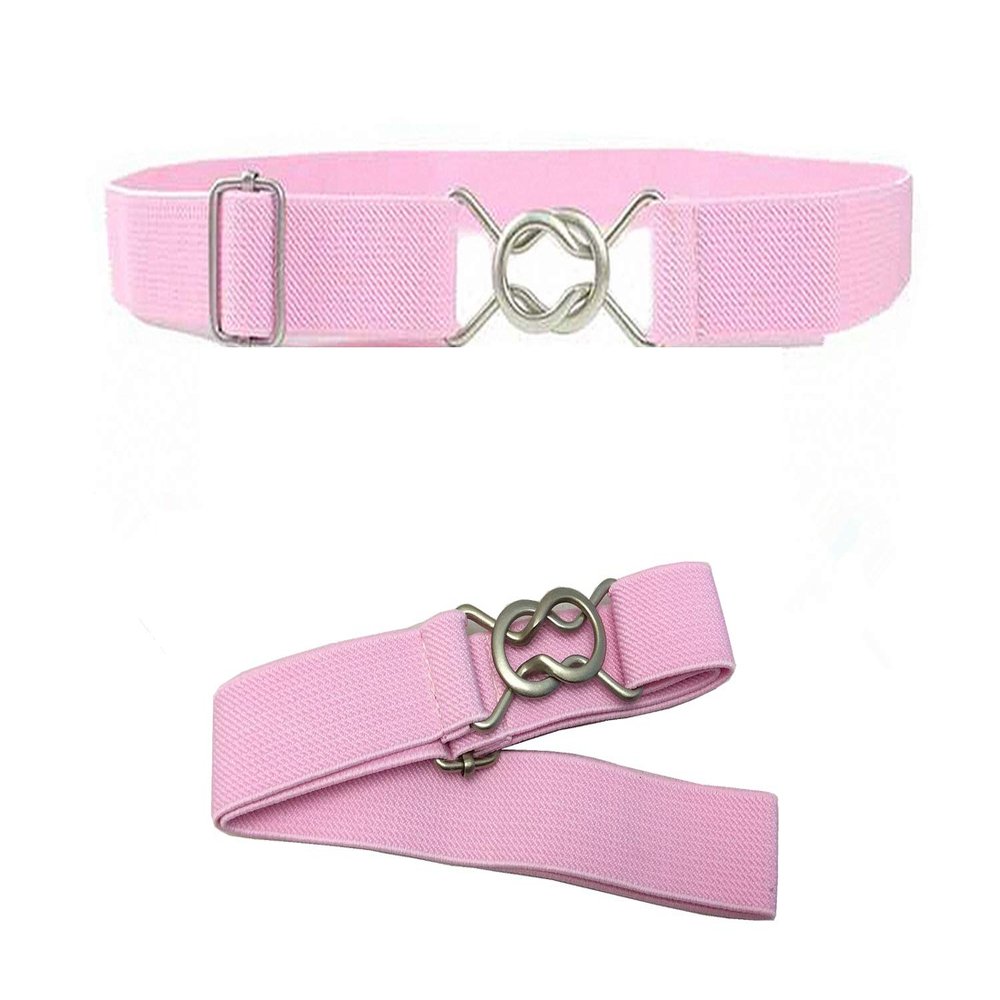 2 Pack Kide Belts Stretch Adjustable Belt For Little Boys Girls School Uniforms Pants With Easy Buckle (2 Pink)