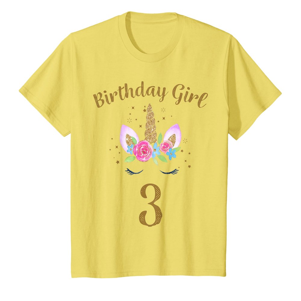 3rd Birthday Girl Unicorn Shirt Third Birthday Outfit T-Shirt