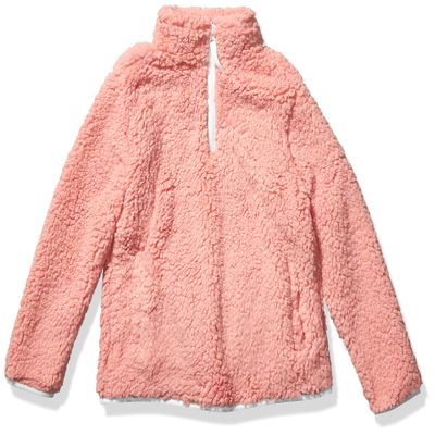 Amazon Essentials Girls' Sherpa Fleece Quarter-Zip Jacket, Mauve, Medium