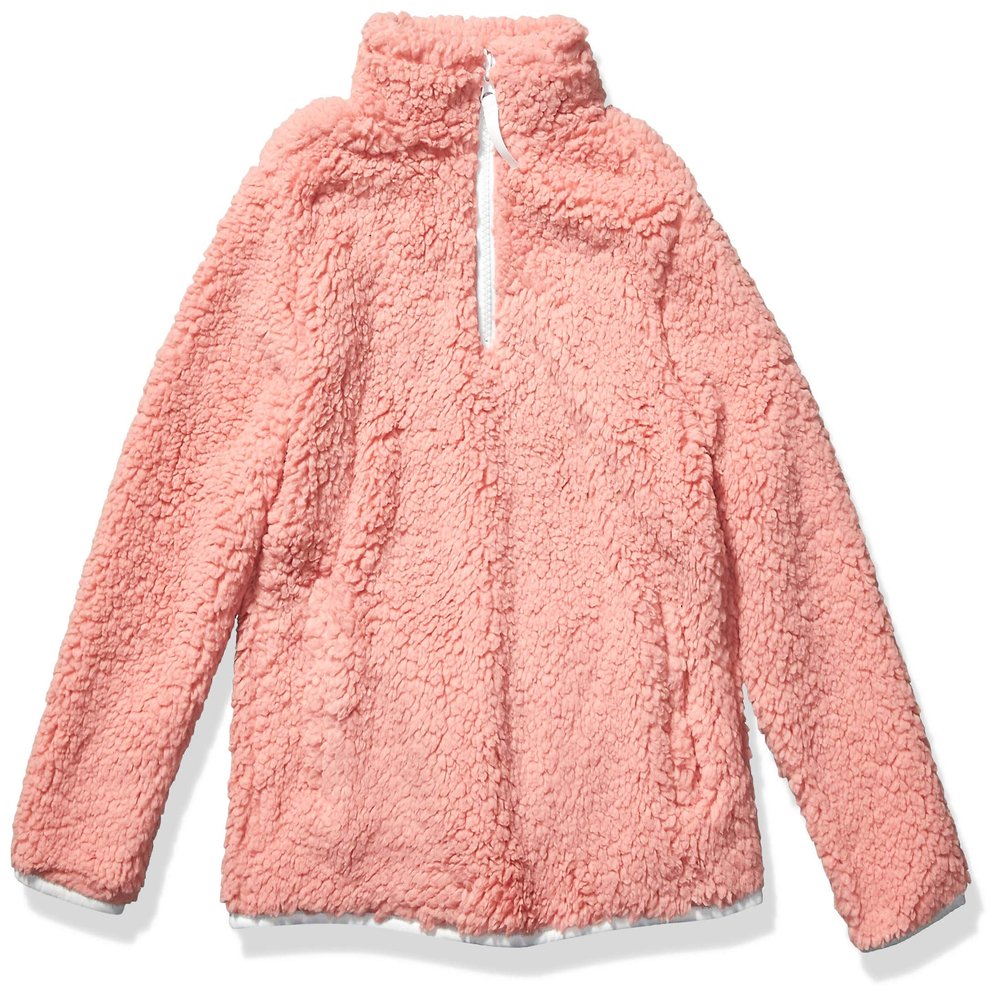Amazon Essentials Girls' Sherpa Fleece Quarter-Zip Jacket, Mauve, Medium