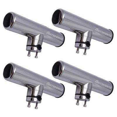 AMYSPORTS Rail Mount Rod Clamp Holders Boat Clamp Holders Rod Stainless Steel Fishing Rods Holder Adjustable Marine Side Mounted Support for Kayak Boats Fishing 4Pcs