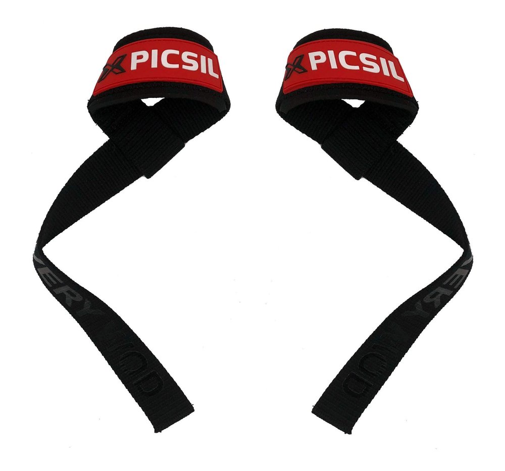 PICSIL Wrist Straps, Weightlifting Wrist Straps, Red, Modern, Nylon, Polyester, 1 Pair