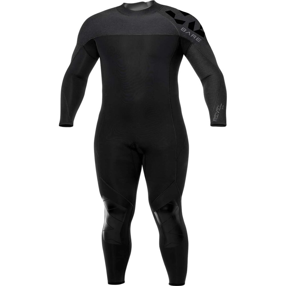 BARE 5MM Revel Men's Full Wetsuit | Combines Comfort and Flexibility | Made from a Blend of Neoprene and Laminate | Designed for All Watersports Including Scuba Diving and Snorkeling | Grey MLT