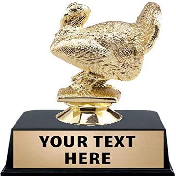 Crown Awards Turkey Trophies with Custom Engraving, 4.5" Personalized Thanksgiving Turkey Trophy On Black Base 5 Pack Prime