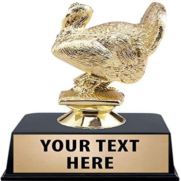 Crown Awards Turkey Trophies with Custom Engraving, 4.5" Personalized Thanksgiving Turkey Trophy On Black Base 5 Pack Prime