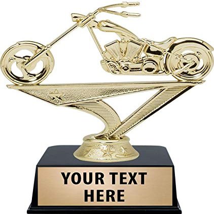 Crown Awards Motorcycle Trophies with Custom Engraving, 4.75" Personalized Motorcycle Chopper Trophy On Black Base 5 Pack