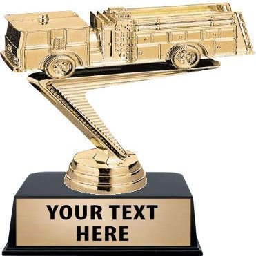 Crown Awards Fire Engine Trophies with Custom Engraving, 5" Personalized Gold Fire Truck Trophy On Black Base 5 Pack Prime