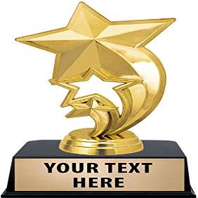 Crown Awards Star Trophies with Custom Engraving, 6" Personalized Gold Star Rocket Trophy On Black Base 10 Pack