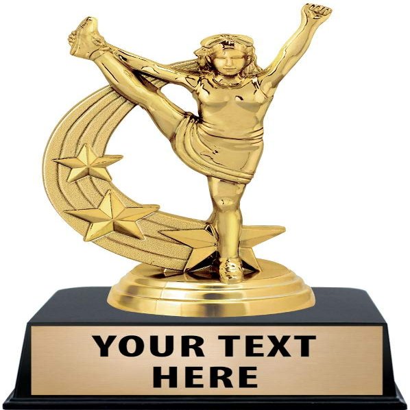 Crown Awards Cheerleading Trophies with Custom Engraving, 6" Personalized Star Cheerleader Award Trophy On Black Base 10 Pack