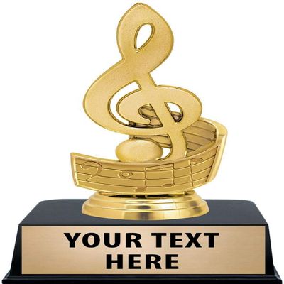 Crown Awards Treble Clef Trophies with Custom Engraving, 6" Personalized Gold Music Note Trophy On Black Base 10 Pack