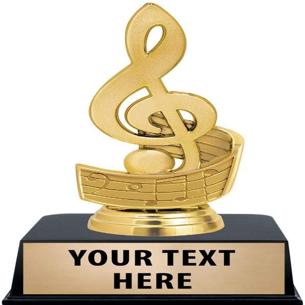Crown Awards Treble Clef Trophies with Custom Engraving, 6" Personalized Gold Music Note Trophy On Black Base 10 Pack
